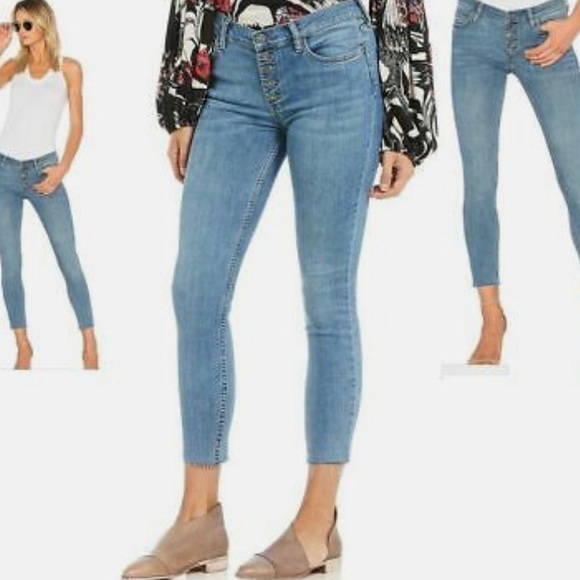 πHPπFree People Reagan Button Front Skinny Ankle Jeans Size 28